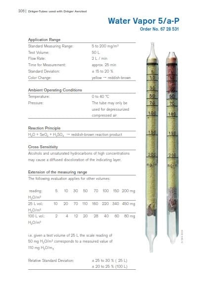 Draeger Aerotest Water Vapor 5/AP vials, pack of 10