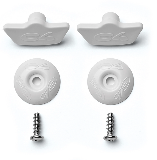 Replacement/assembly screw kit for C4 400 foot pockets In the package: 2 plastic inserts, 2 stainless steel self-tapping screws, 2 plastic washers.