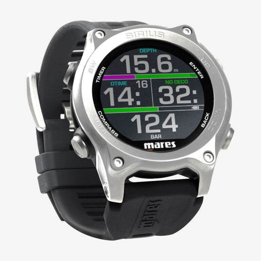 Mares Sirius dive computer watch with advanced dive data display and interchangeable strap