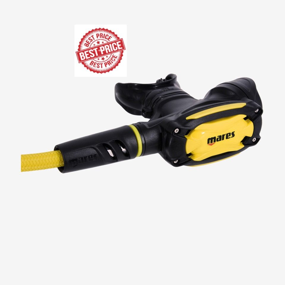 Octopus Mares SXS ultra-compact scuba second stage regulator in black and yellow
